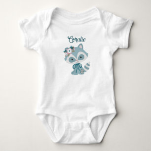 Body Para Bebé Diseño de dibujos animados de mapache niña azul li