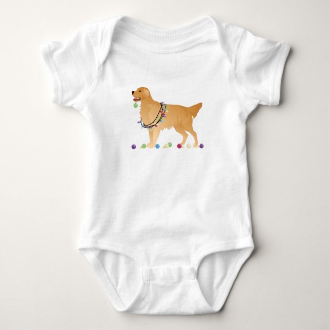 Body Para Bebé Diseño de Navidades de Golden Retriever (Anverso)