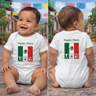 Body Para Bebé Diseño de nombre personalizado de la bandera de Mé