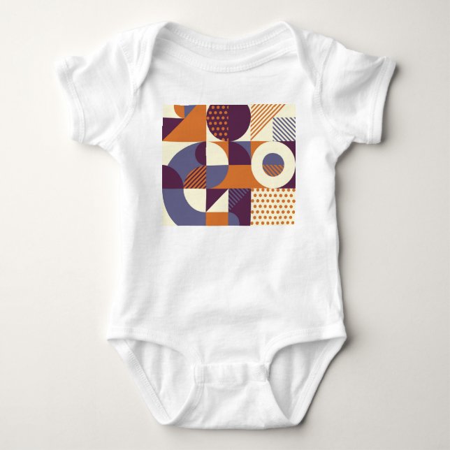 Body Para Bebé Diseño de patrones geométricos de estilo retro (Anverso)