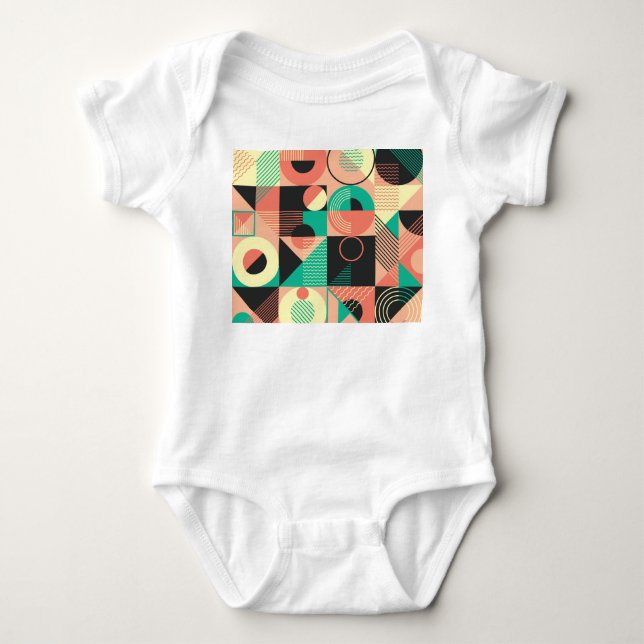 Body Para Bebé Diseño de patrones geométricos retro (Anverso)