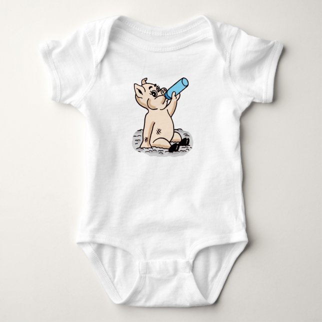 Body Para Bebé Diseño de Personalizado de Lechón personalizado (Anverso)