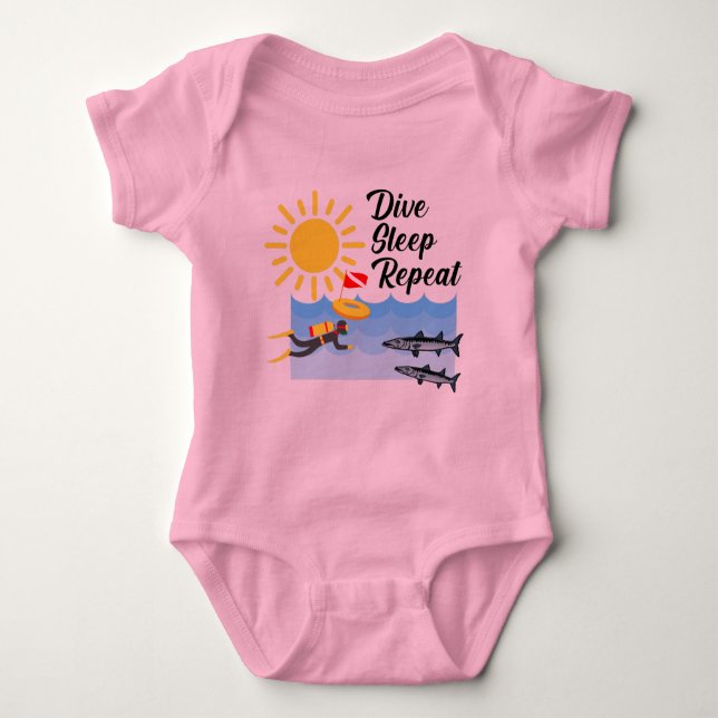 Body Para Bebé Diseño de repetición del sueño de buceo - Bebé Jer (Anverso)