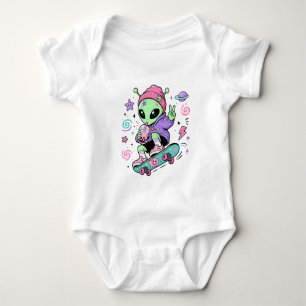 Body Para Bebé Diseño de té burbuja skater alien kawaii
