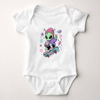 Body Para Bebé Diseño de té burbuja skater alien kawaii