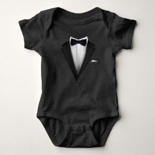 Body Para Bebé Diseño de Tuxedo con Bowtie Azul Para Bodas Y Sp