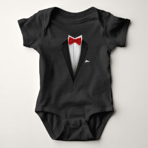Body Para Bebé Diseño de Tuxedo con Bowtie roja para Bodas
