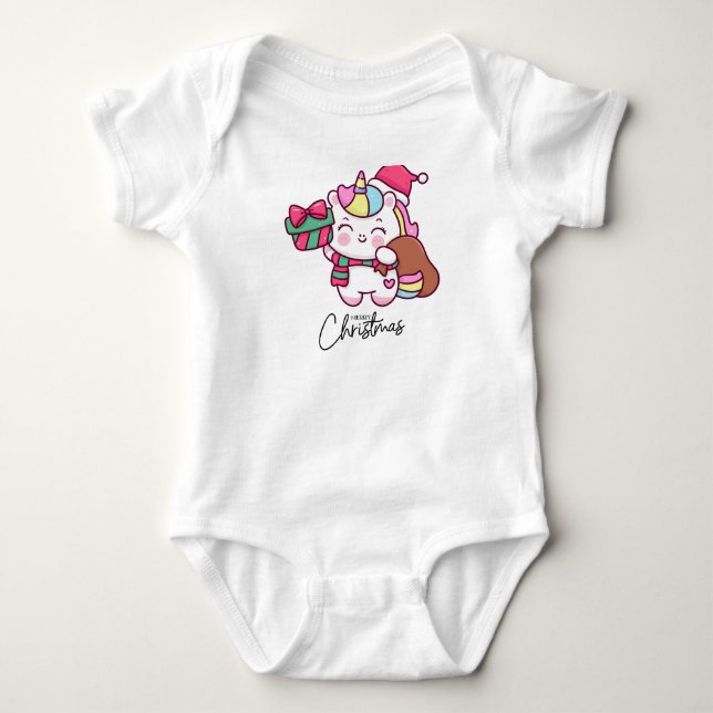 Body Para Bebé Diseño de unicornio para Navidad  (Anverso)