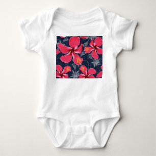 Body Para Bebé Diseño de verano de las flores tropicales de Hibis