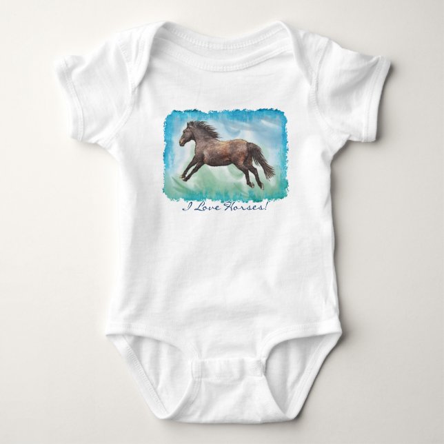Body Para Bebé Diseño equino de amante de los caballos (Anverso)