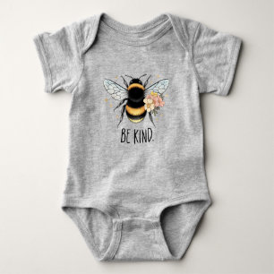 Body Para Bebé Diseño Floral Amable Abeja Lindo Inspirador