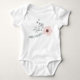 Body Para Bebé Diseño floral gris rosa dulce