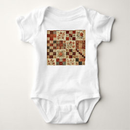 Body Para Bebé Diseño Floral Retro Rústico de Parche de Terracota