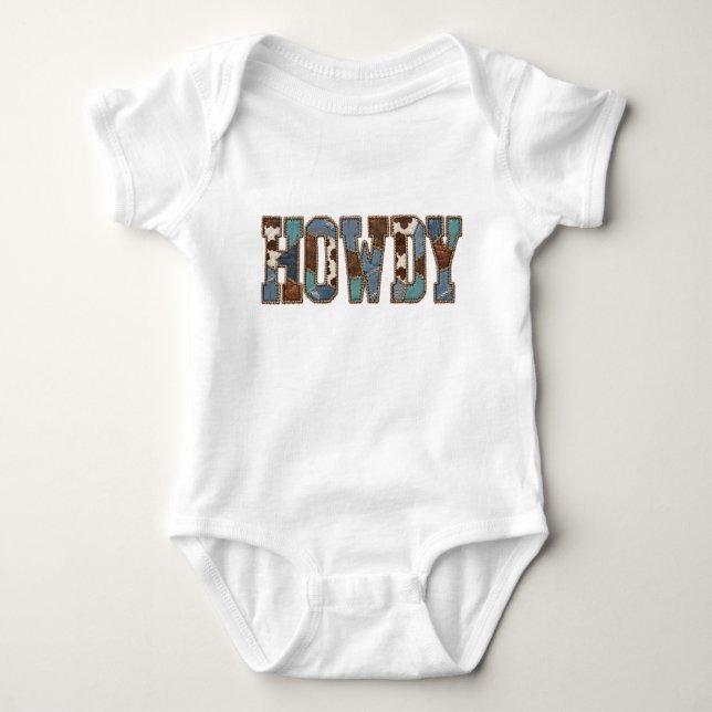 Body Para Bebé Diseño gráfico de vaquera occidental de patchwork  (Anverso)