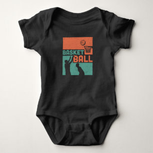 Body Para Bebé Diseño Hermoso de Baloncesto Verde y Naranja