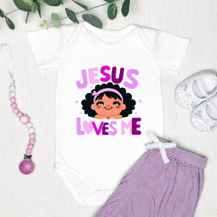 Body Para Bebé Diseño morado de "Jesús me ama"