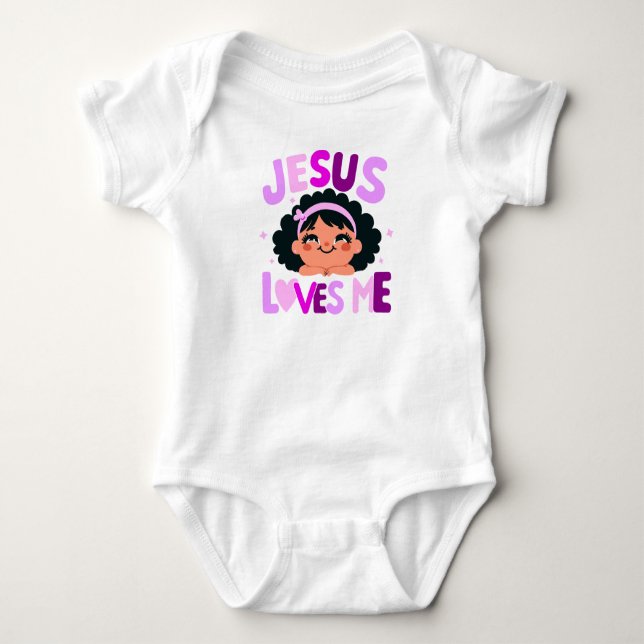 Body Para Bebé Diseño morado "Jesús me ama" (Anverso)