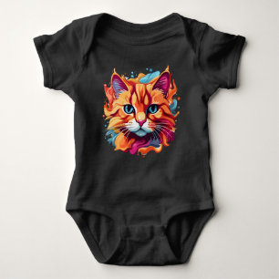 Body Para Bebé Diseño multicolor de la cara de un gato