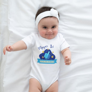 Body Para Bebé Diseño personalizado del primer dreidel de Hanukka