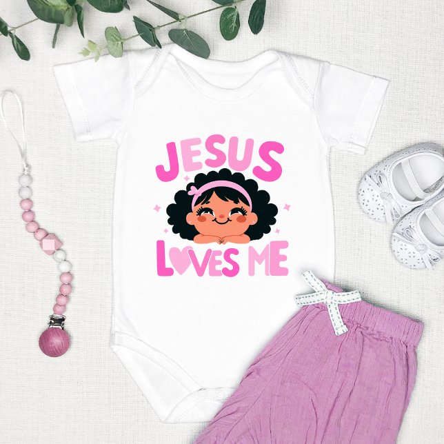 Body Para Bebé Diseño rosa de "Jesús me ama" (Subido por el creador)