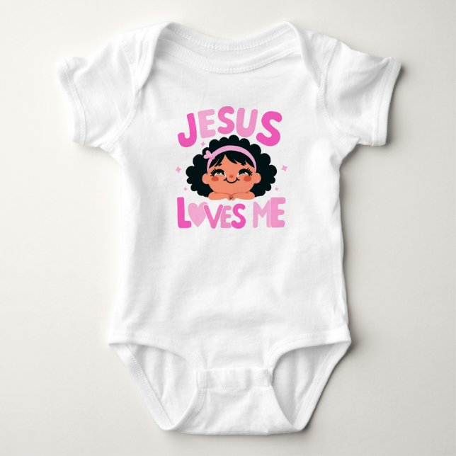 Body Para Bebé Diseño Rosa "Jesús me ama" (Anverso)