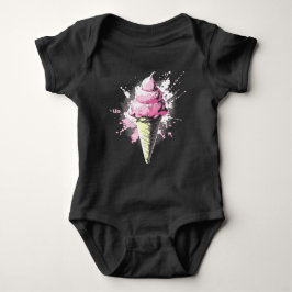 Body Para Bebé Distressed Abstract Pink Ice Cream Splatter