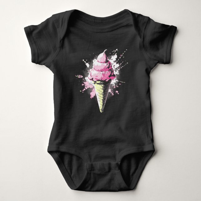 Body Para Bebé Distressed Abstract Pink Ice Cream Splatter (Anverso)