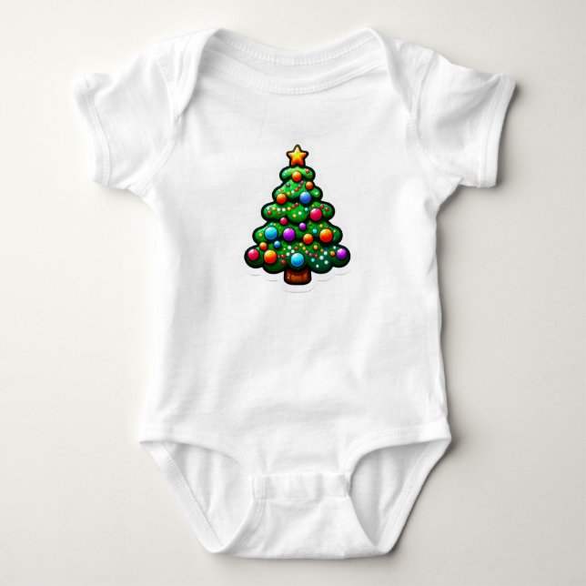 Body Para Bebé Diversión del árbol de Navidad chunky (Anverso)