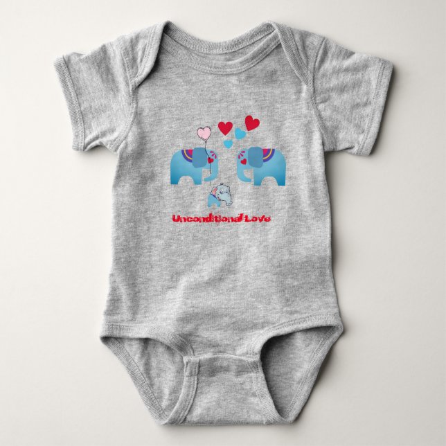 Body para bebé divertido con estampado de elefante (Anverso)
