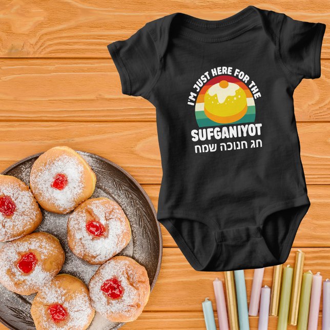Body Para Bebé Divertido por el Hanukkah hebreo sufganiyot (Subido por el creador)