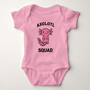 Body Para Bebé Divi squad de ajolotes lindos personalizable rosa