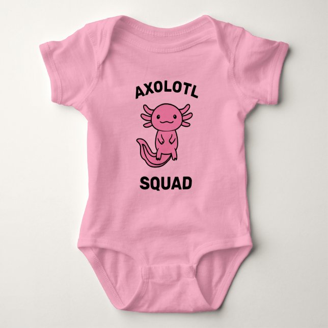 Body Para Bebé Divi squad de ajolotes lindos personalizable rosa (Anverso)