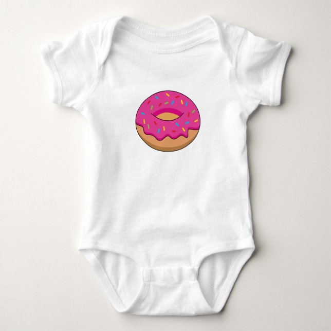Body Para Bebé Donut de fresa con Personalizado Sprinkles (Anverso)