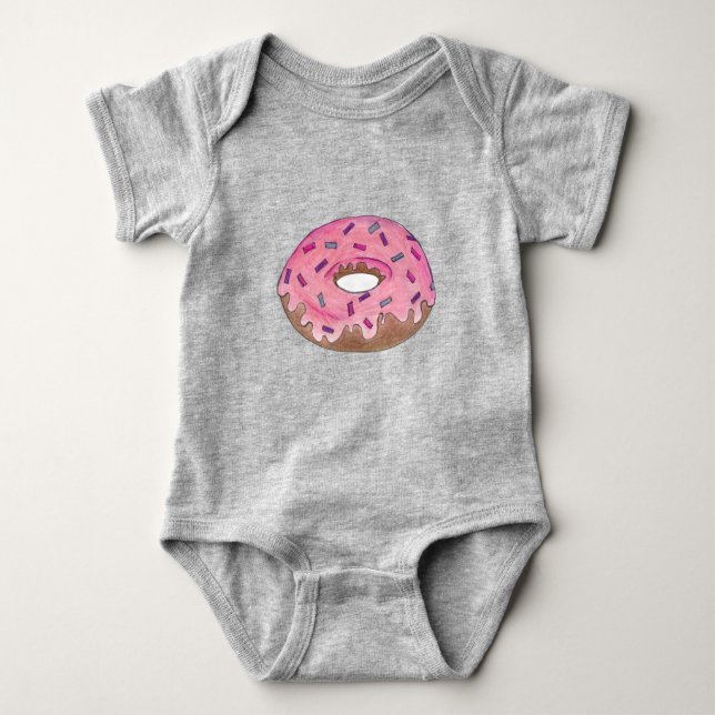 Body Para Bebé Donut rosado Doughnut Ropa Desayuno comida chatarr (Anverso)