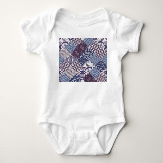 Body Para Bebé Doodle De Patchwork: Viejo Boho Seamless. (Anverso)