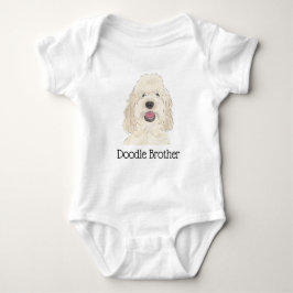 Body Para Bebé Doodle de perro dorado crema blanca personalizada