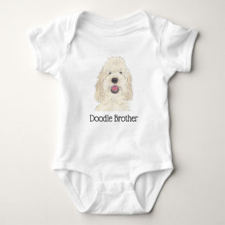 Body Para Bebé Doodle de perro dorado crema blanca personalizada