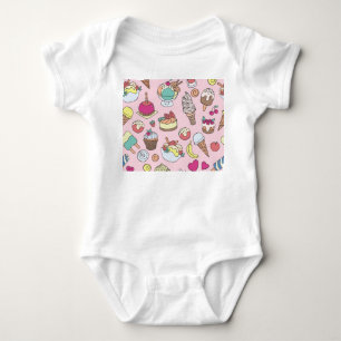 Body Para Bebé Doodle Sweets Ice Cream: Ilustracion dibujado a ma