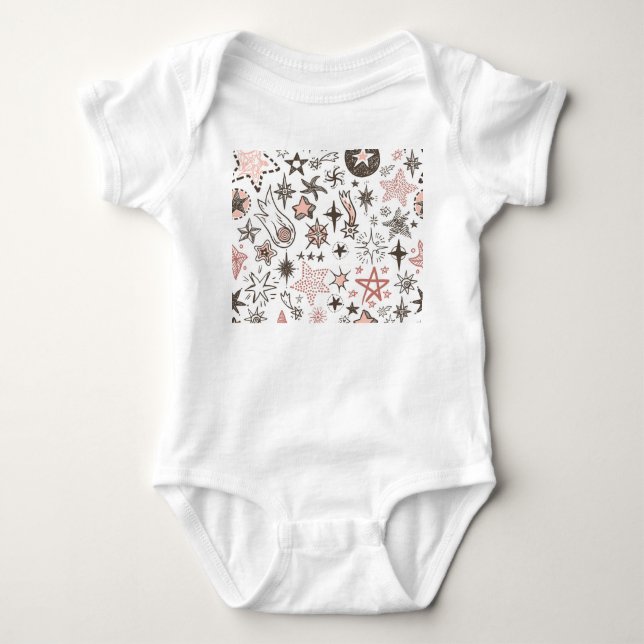 Body Para Bebé Doodles cósmicos: estrellas y cometas (Anverso)