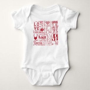 Body Para Bebé Doodles de amor dibujados a mano, patrón encantado