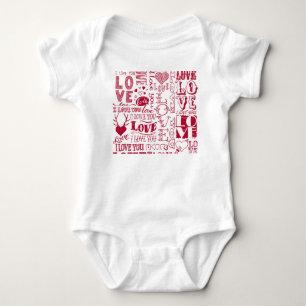 Body Para Bebé Doodles de amor dibujados a mano, patrón encantado
