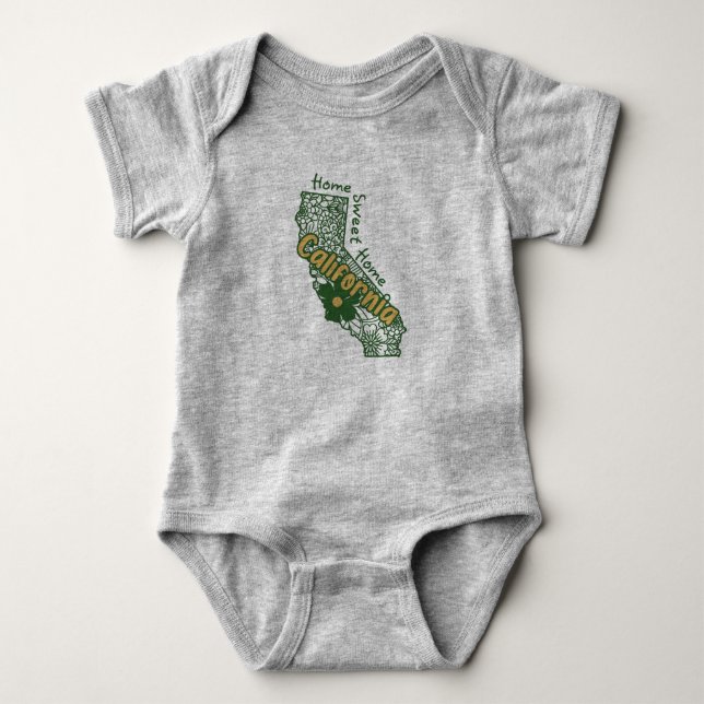 Body Para Bebé Doodles florales de California (Anverso)