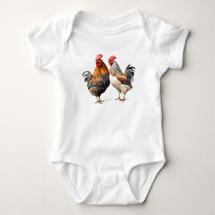 Body Para Bebé Dos Hermosos Gallos, Pollos, Regalo para Bebés