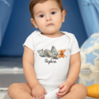 Dragón azul del bebé con oso de peluche