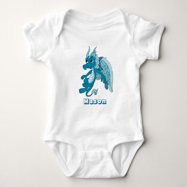 Body Para Bebé dragón azul dibujos animados Infant Creeper (Anverso)