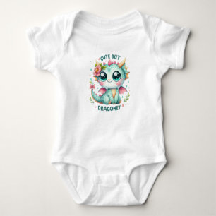 Body Para Bebé Dragón bebé acuarela lindo pero floral dragonesco