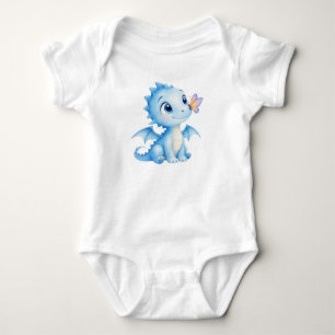 Body Para Bebé Dragón bebé adorable de acuarela con mariposa