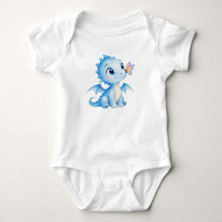 Body Para Bebé Dragón bebé adorable de acuarela con mariposa
