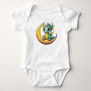 Body Para Bebé Dragón Bebé en la Luna – Diseño de Fantasía para P