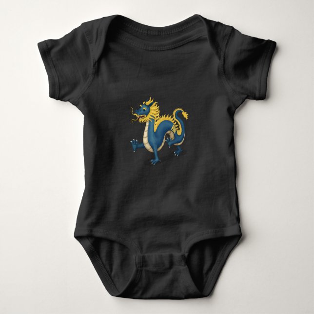 Body Para Bebé Dragón chino zoológico negro (Anverso)